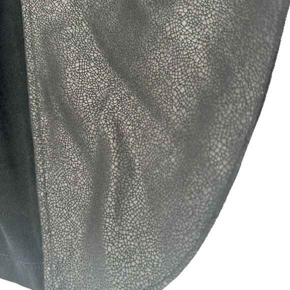 Chicos Travelers Jacket Black Faux Leather Draped Open Front 00 US XS 3/4 Sleeve - Picture 6 of 12